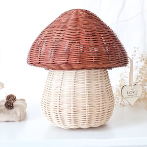 Rattan Mushroom Basket, Rattan Mushroom House,Red Wicker Mushroom House,Handmade Rattan Kids Toys, Kids Room Decor, Kids For Gift