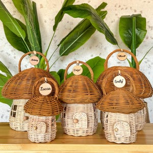 Rattan Mushroom House, Kids Room Decor, Handmade Rattan Kids Toys, Wicker Nursery Toy, Rattan Basket, Personalized Gift for kids, RattanHome