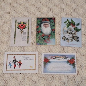 Vintage kerstkaarten uit de jaren 1900 Memorabilia Junk Journal Crafts Scrapbook Holiday Veel van 5