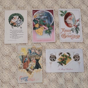 Vintage kerstkaarten uit de jaren 1900 Junk Journal Scrapbook Holiday Veel van 5
