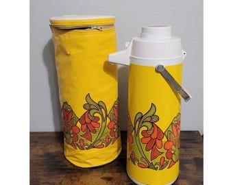 Vintage MCM Peacock Air Pot Coffee Beverage Dispenser Vacuum Thermos Carafe Bag
