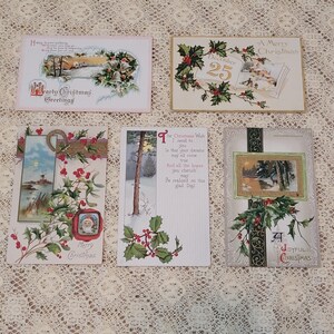 Vintage kerstkaarten uit de jaren 1900 Junk Journal Scrapbook Holiday Veel van 5