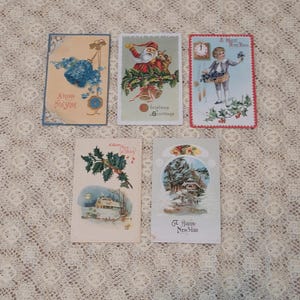 Vintage kerstkaarten uit de jaren 1900 Memorabilia Junk Journal Crafts Scrapbook Holiday Veel van 5
