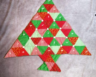 Quilted Patchwork Christmas Tree Wall Decor Handmade 32x29