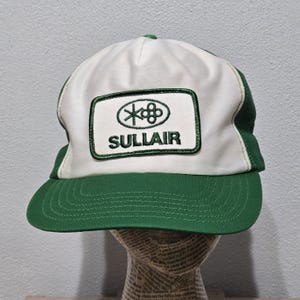 Gorra de béisbol estilo camionero con cierre a presión y espuma con logotipo de compresor de aire Sullair vintage