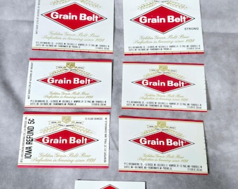 Vintage Grain Belt Beer Labels, Heileman Brewing, Lot of 7