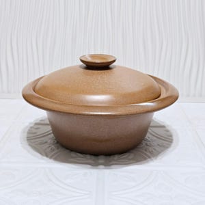 Frankoma Keramik Täckt Gryta Brun Beige 6VS