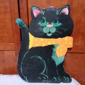 Décoration d'Halloween chat noir en carton découpé vintage