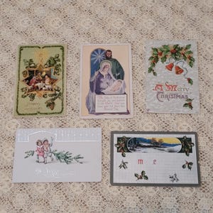 Vintage kerstkaarten uit de jaren 1900 Junk Journal Scrapbook Holiday Veel van 5