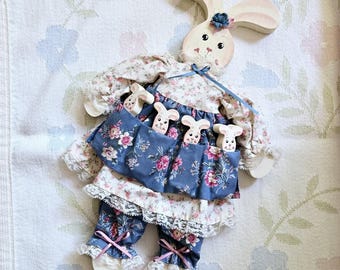 Wooden Easter Rabbit Wall Decor Handmade 1992 Grandmacore Cottagecore 15 1/2"