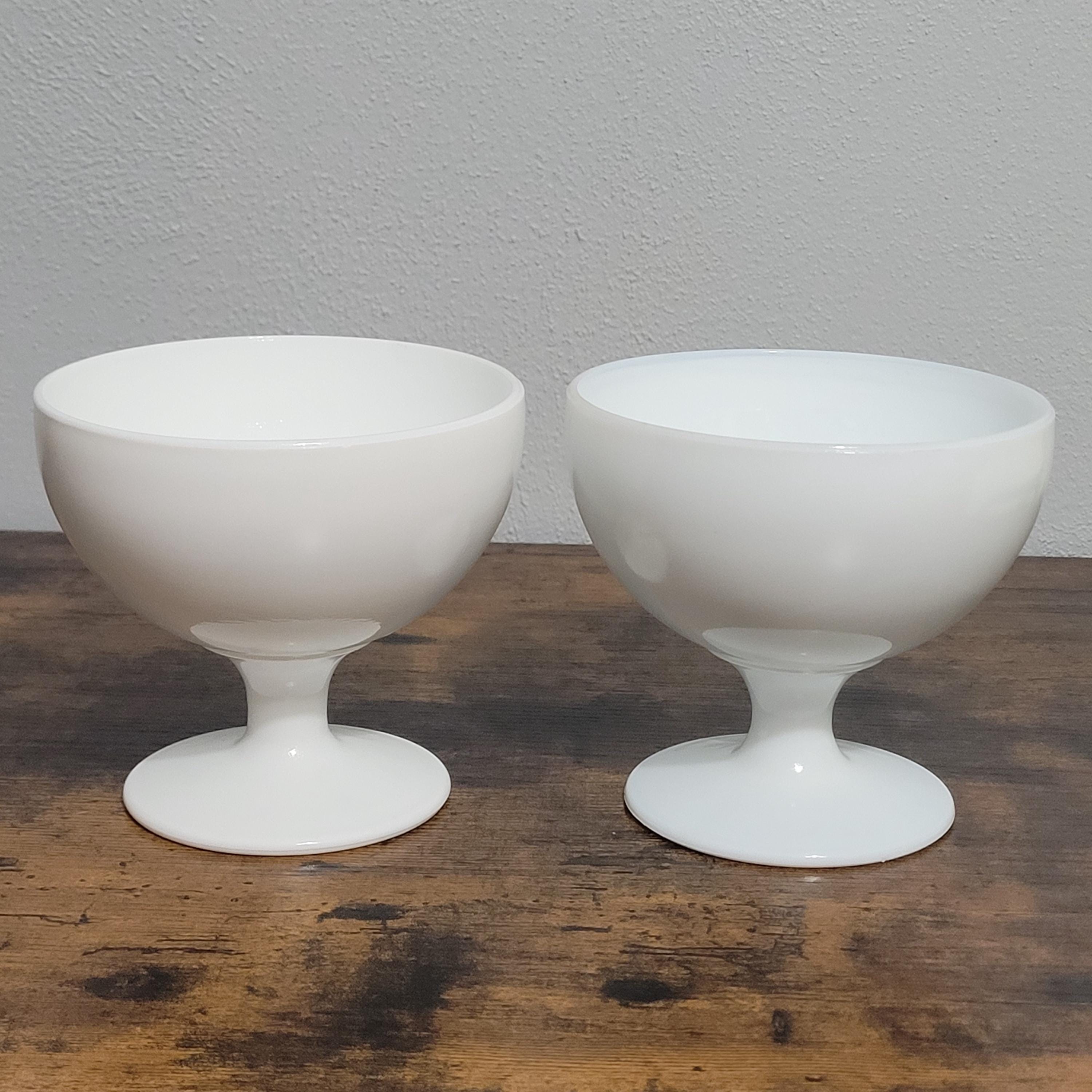 Vintage Milk Glass Pedestal Compote Bowl Smooth Design, 3 Inner Fins - Etsy
