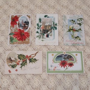 Vintage kerstkaarten uit de jaren 1900 Junk Journal Scrapbook Holiday Veel van 5