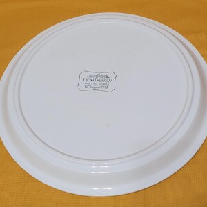 Pu&ograve; includere: Piatto da portata in ceramica bianca con un bordo rialzato. Il fondo del piatto ha un adesivo bianco e nero che recita "Mikasa Light 'n Lively  DNO CHO 05403 Oven to Table  Safe for Dishwasher  Japan."
