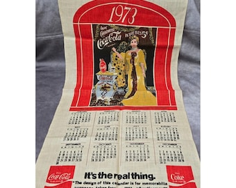 Coca Cola Mesh/Canvas Promotional Calendar 1973 Wall Hanging 17x31