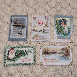 Vintage kerstkaarten uit 1900 Junk Journal Scrapbook Holiday Veel van 5