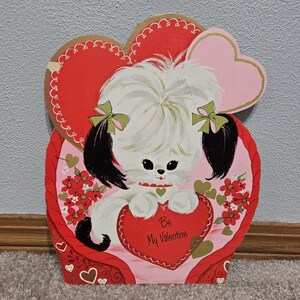 Decoración de cartón troquelado para San Valentín Perro Sé mi San Valentín Flores Corazón