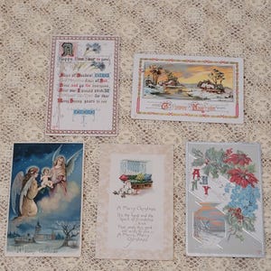 Vintage kerstkaarten uit de jaren 1900 Junk Journal Scrapbook Holiday Veel van 5