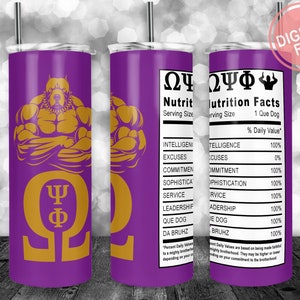 Omega Psi Phi Tumbler Wrap, 20oz 30oz Skinny Tumbler Wrap para diseños de tumbler rectos y cónicos Plantilla PNG, descarga instantánea