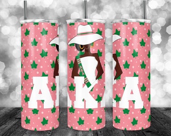 AKA Sorority Tumbler Wrap, 20oz Skinny Tumbler, PNG Template (Digital Download)