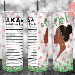 Alpha Kappa Alpha Nutrition Facts Tumbler Wrap, 20oz Skinny Tumbler Wrap for Straight & Tapered Tumbler Designs Template PNG