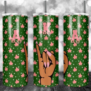 Alpha Kappa Alpha Sorority Tumbler Wrap, 20oz Skinny Tumbler Wrap for Straight & Tapered Tumbler Designs Template PNG, Instant Download