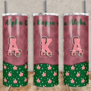 Alpha Kappa Alpha Sorority Tumbler Wrap, 20oz 30oz Skinny Tumbler Wrap for Straight & Tapered Tumbler Designs Template PNG, Instant Download