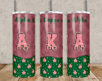 Alpha Kappa Alpha Tumbler Wrap, Straight & Tapered Skinny Tumbler Template (Digital Download)