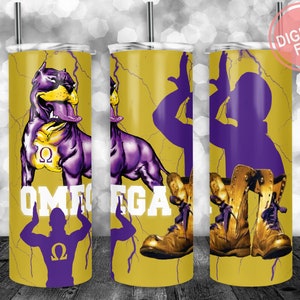 Omega Psi Phi Gold Boots Tumbler Wrap, 20oz Skinny Tumbler Wrap for Straight & Tapered Tumbler Designs Template PNG, Instant Download