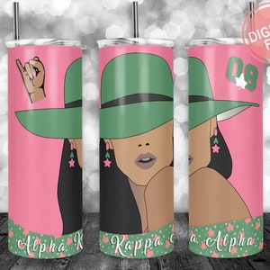 AKA Sorority Tumbler Wrap, AKA Hand Sign, 20oz 30oz Skinny Tumbler Wrap for Straight & Tapered Tumbler Designs Template PNG