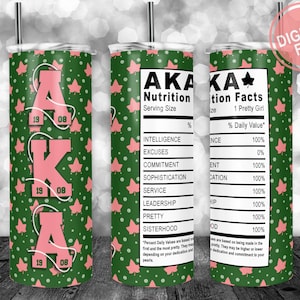 Alpha Kappa Alpha Nutrition Facts Tumbler Wrap, 20oz 30oz Skinny Tumbler Wrap pour Tumbler Design Straight & Tapered Template PNG