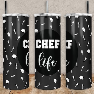 Chef Tumbler Wrap, 20oz 30oz Skinny Tumbler Wrap for Straight & Tapered Tumbler Designs Template PNG, Instant Download