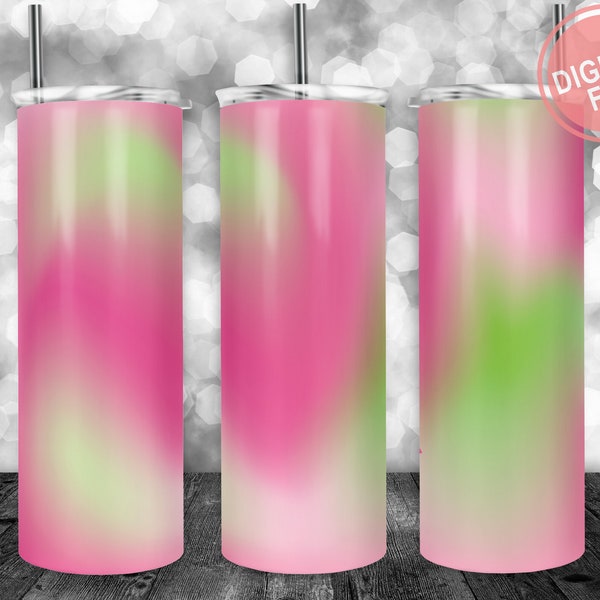 Pink Green Ombre Tumbler Wrap, 20oz Skinny Tumbler Wrap for Straight & Tapered Tumbler Designs Template PNG