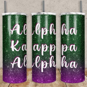Alpha Kappa Alpha Sorority Tumbler Wrap, 20oz Skinny Tumbler Wrap for Straight & Tapered Tumbler Designs Template PNG, Instant Download
