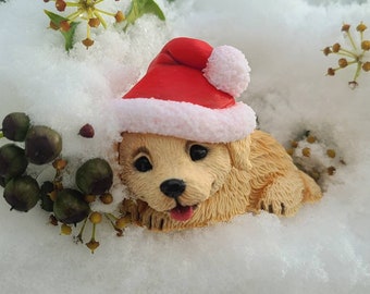 Golden Retriever Christmas Hat Silicone Mold: Dog Soap, Epoxy Resin