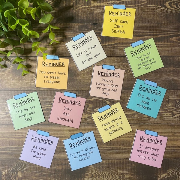 mental health sticky note stickers / mental health reminder stickers / positive thoughts stickers /mental health matters / waterproof