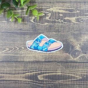 autocollant birkenstock / bleu Birkenstock / autocollant sandale / autocollants d'été / motif Birkenstock / ambiance d'été / autocollant imperméable