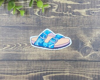 autocollant birkenstock / bleu Birkenstock / autocollant sandale / autocollants d'été / motif Birkenstock / ambiance d'été / autocollant imperméable