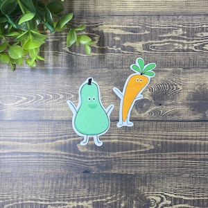 Pear and carrot sticker