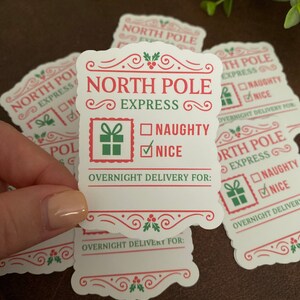 Cadeaukaartjes van de kerstman | North Pole express geschenklabel | mooie lijst bezorging | nachtlevering | stickerlabel | Kerstcadeaulabel van de kerstman