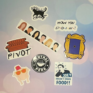 Freunde thematisches Aufkleberpaket | Freunde Serie | Pivot sticker | joe | Stinkende Katze | zentrale Perk