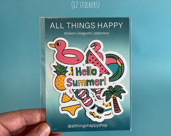 summer mini sticker bundle | 12 stickers | journal/planner stickers