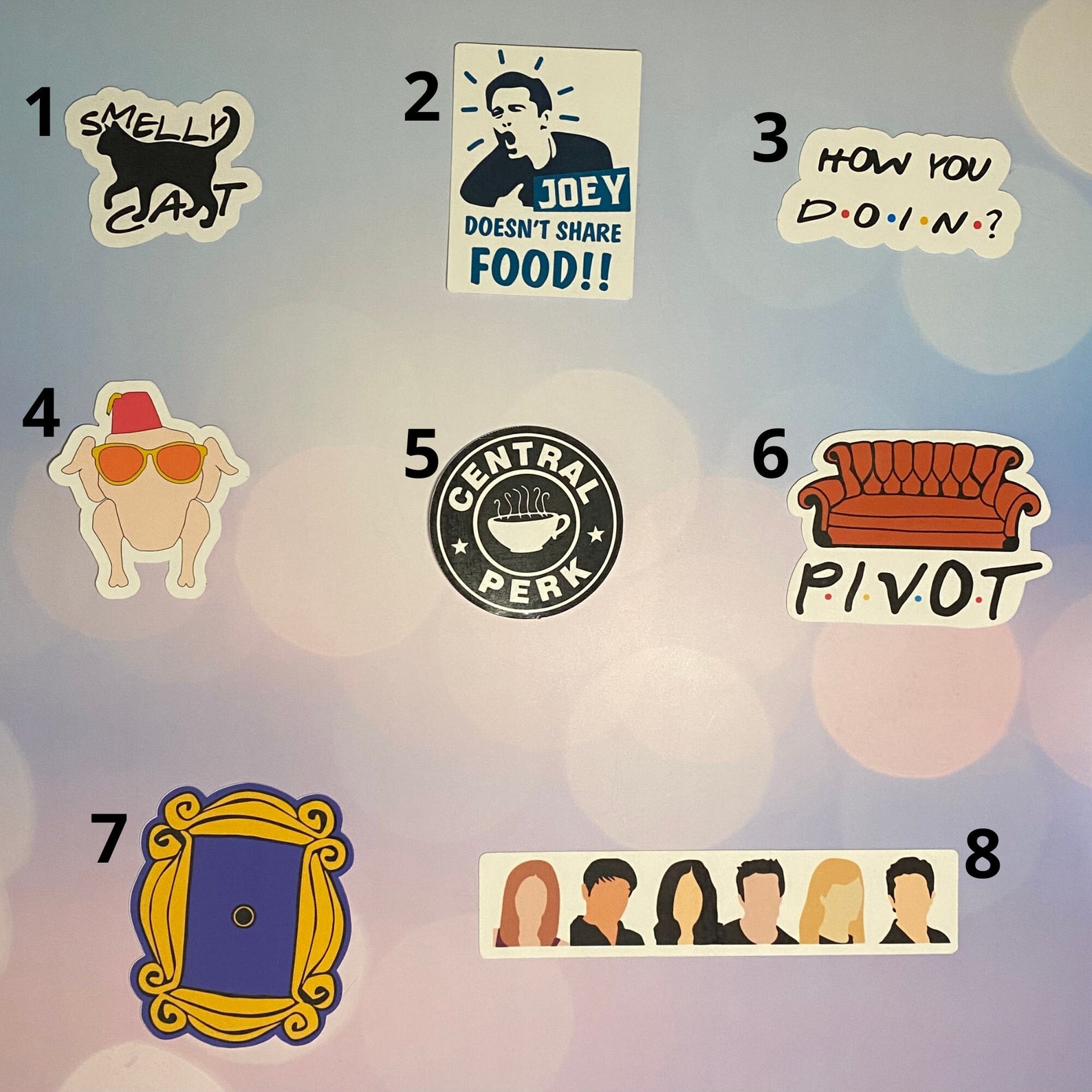 Friends Themed Sticker Pack | Friends Tv Show | Pivot Sticker | Joey ...