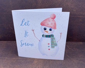 Let it snow Christmas card | holiday card | envelope included | square card 4.5x4.5 inches