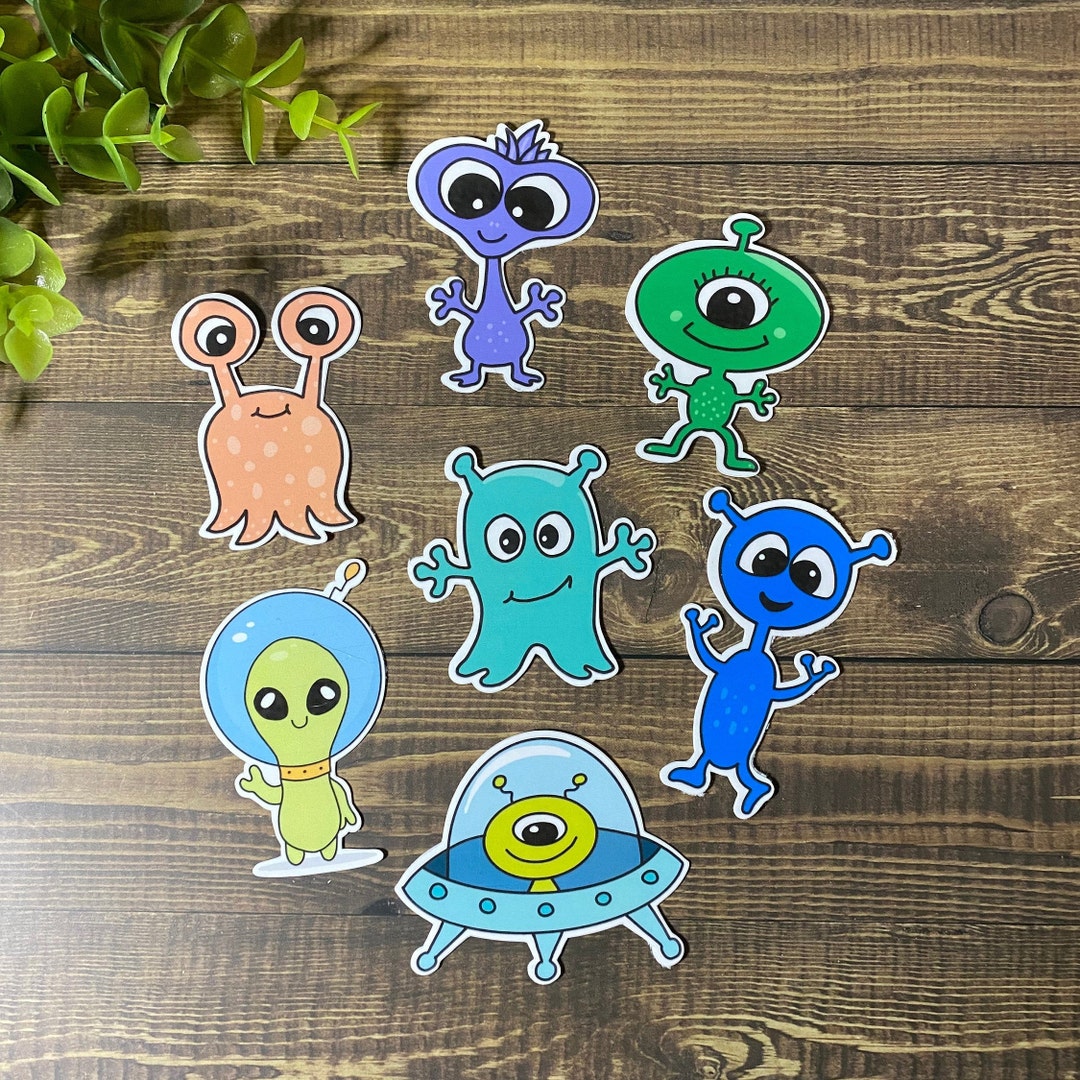 Alien Sticker Pack / Cartoon Aliens / Cartoon Monsters / Vinyl Sticker ...