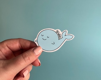 oh whale sticker / blue sticker / whale sticker / oh well sticker / laptop decal / water bottle sticker / waterproof / scratch proof