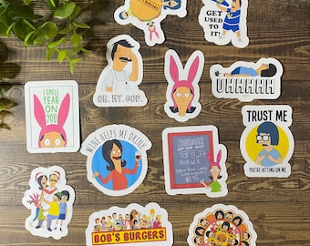 Bob's Burgers stickers / bobs burgers inspired stickers / Tina belcher / Louise belcher / Linda belcher / gene belcher / bob belcher/ ears