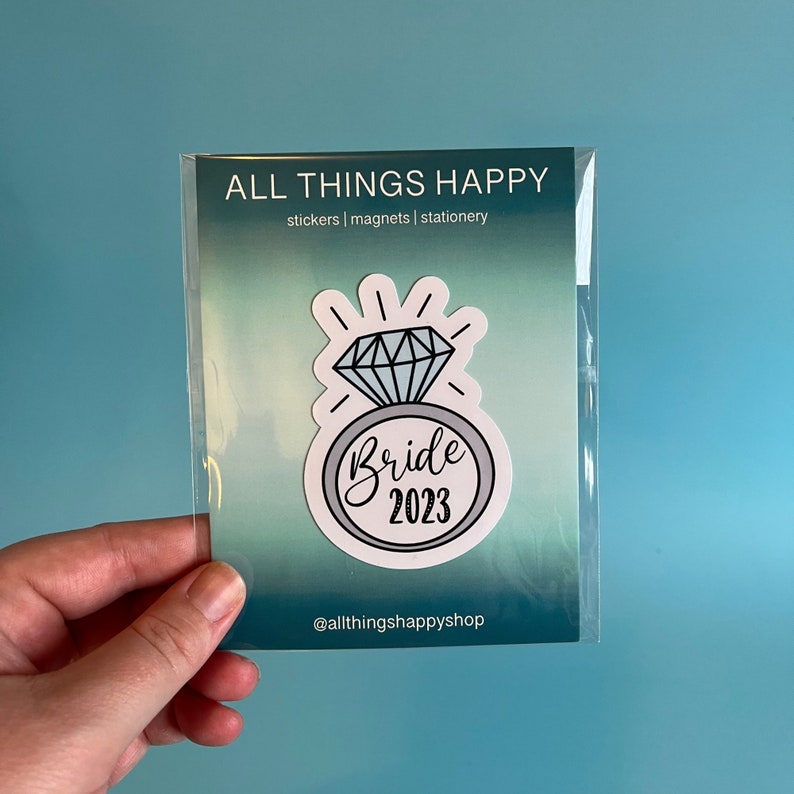 Bride 2024-2030 Engagement Sticker | Silver or Gold Ring | Custom Year ...