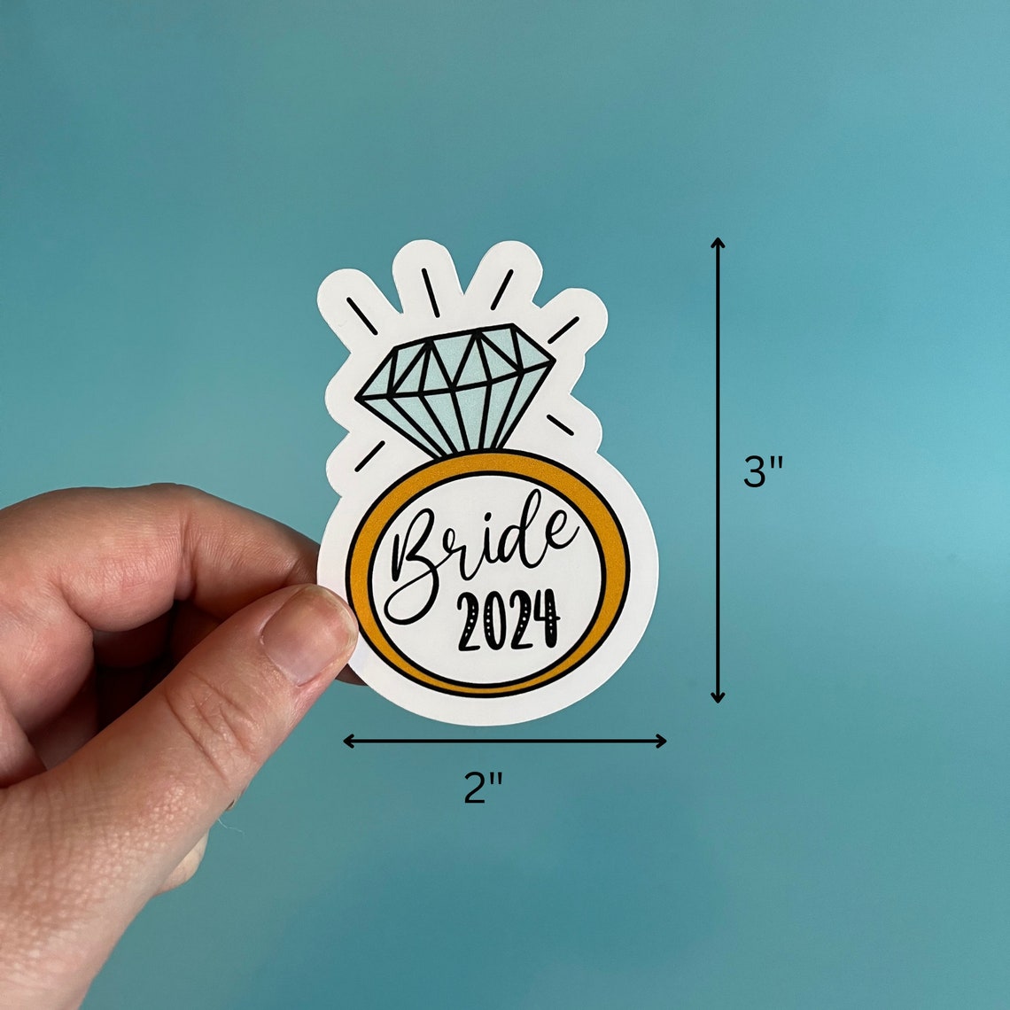 Bride 2024-2030 Engagement Sticker | Silver or Gold Ring | Custom Year ...