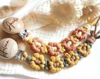 Makramee schnullerkette | baby Geschenk | Schnullerkette makramee | blumen schnullerkette | baby boho | pacifier chain