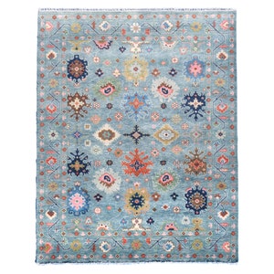 8X10 Light-Blue Oushak Hand-Knotted Wool Area Rug Oriental Carpet (7&#39;11&quot; x 10&#39;)